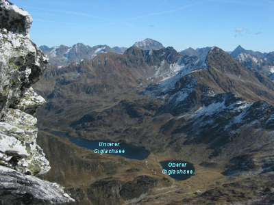 Blick von der Steirischen Kalkspitze zu den Giglachseen.