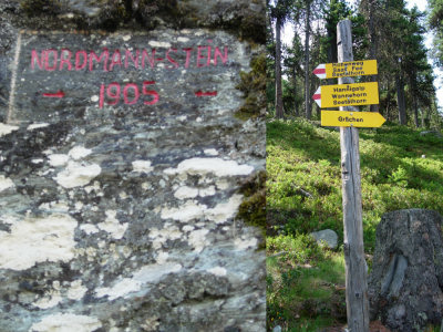 Nordmannstein und Wegweiser.