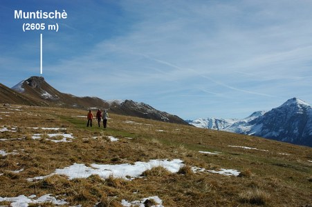 Aufstieg über die Alps d'Alvra zum Muntischè.