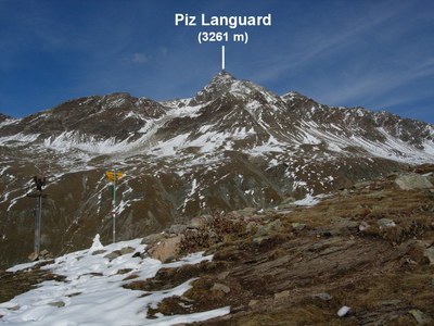 Der Piz Languard, gesehen von der Paradishütte aus.