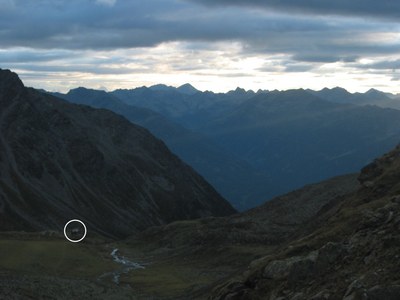 Blick vom Leibnitztörl zur Hochschoberhütte.