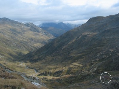 Die Elberfelder Hütte (2346 m) am Ende des Gößnitztales.