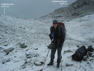 Neuschnee an der Gößnitzscharte (2737 m).