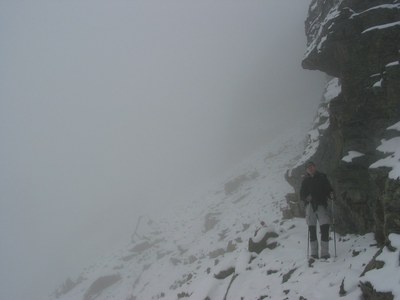 Neuschnee in der Westflanke des Trelebitschkopfes.