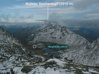 Ausblick vom Kreuzseeschartl zur Wangenitzseehütte (2508 m).