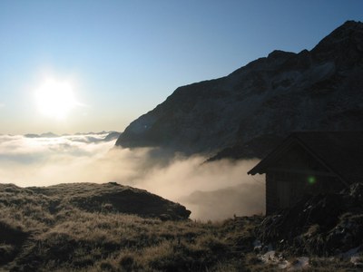 Wolkenmeer über dem Wangenitzseetal.