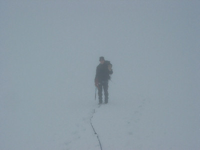 Mitten im Nebel auf dem Mullwitzkees.