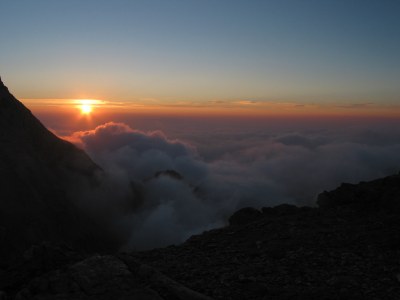 Sonnenuntergang nahe der Mannheimer Hütte.