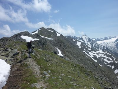 Auf dem Nordgrat zum Gipfel des Roten Kogels.