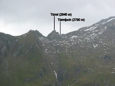 Blick auf das Türmljoch mit dem Türml vom Zopetkar aus.