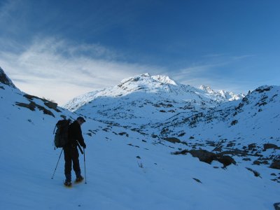 Thorsten auf dem Weg zur Neuen Heilbronner Hütte.